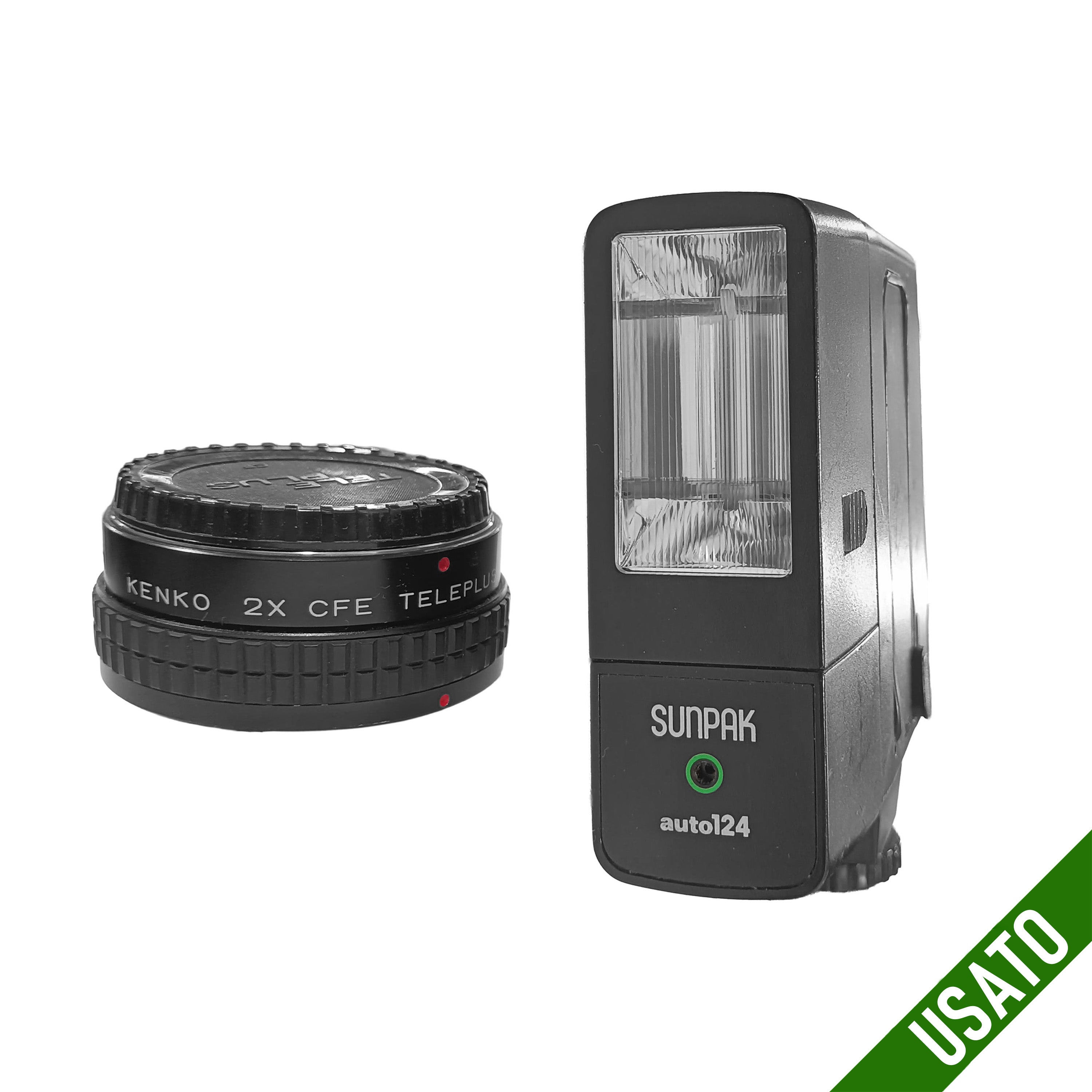 Kit Kenko 2X Canon FD + flash sunpak 124 in ottime condizioni