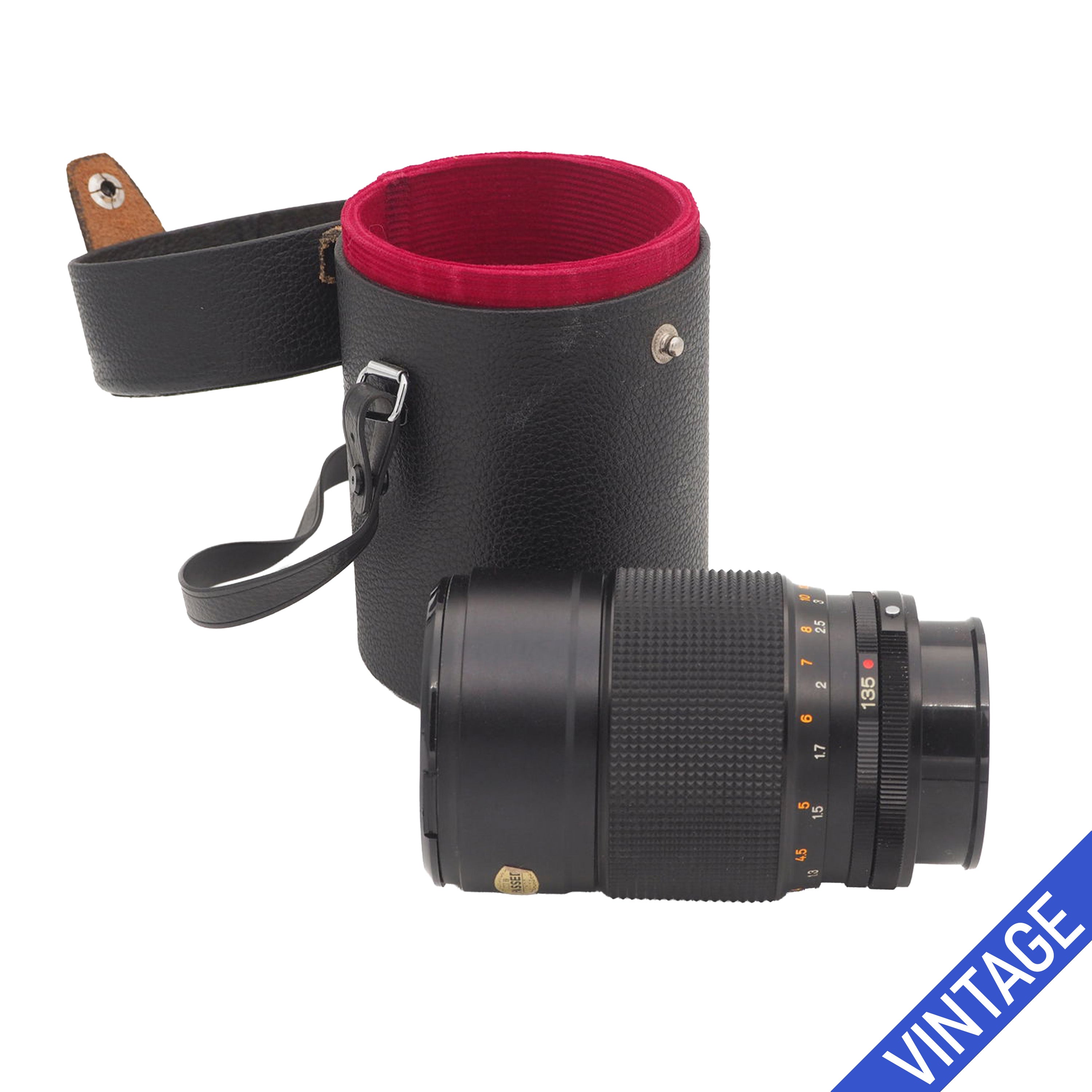 Konica Hexanon 135 mm f/2.5 con custodia in pelle “pari al nuovo”