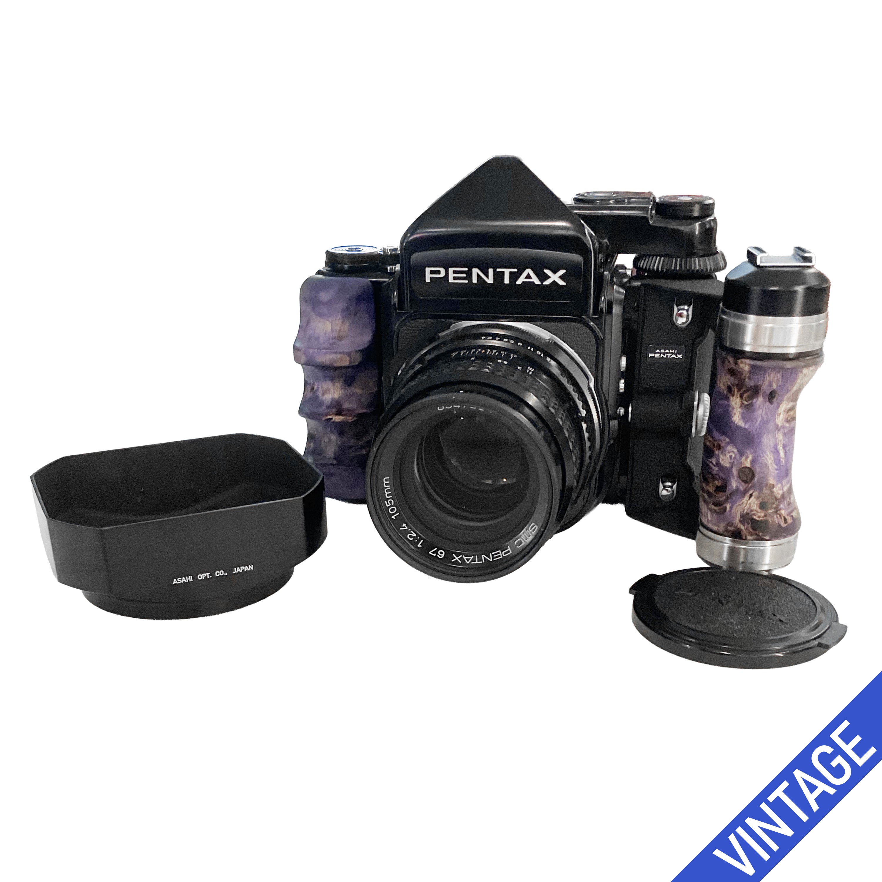 Pentax 67 con Maniglie Personalizzate + Pentax 67 105mm f/2.4 Pari al nuovo