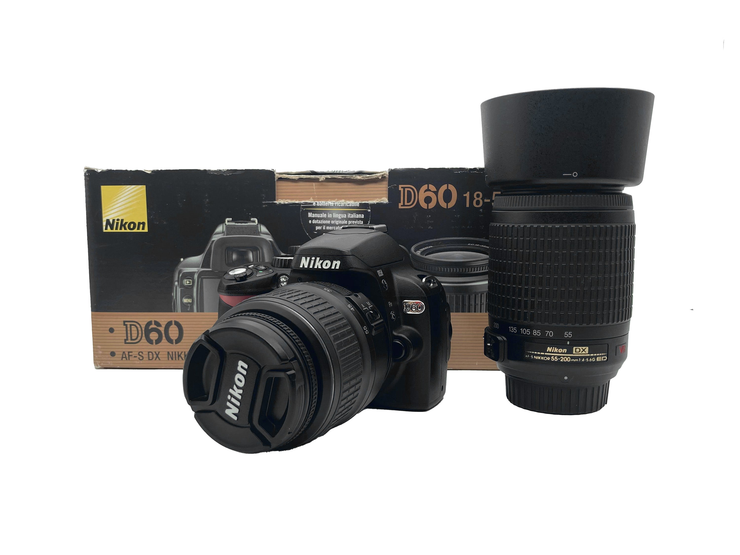 Nikon D60 + 18-55mm f/3.5-5.6 G ED II + 55-200mm f/4-5.6 G VR Come Nuovi